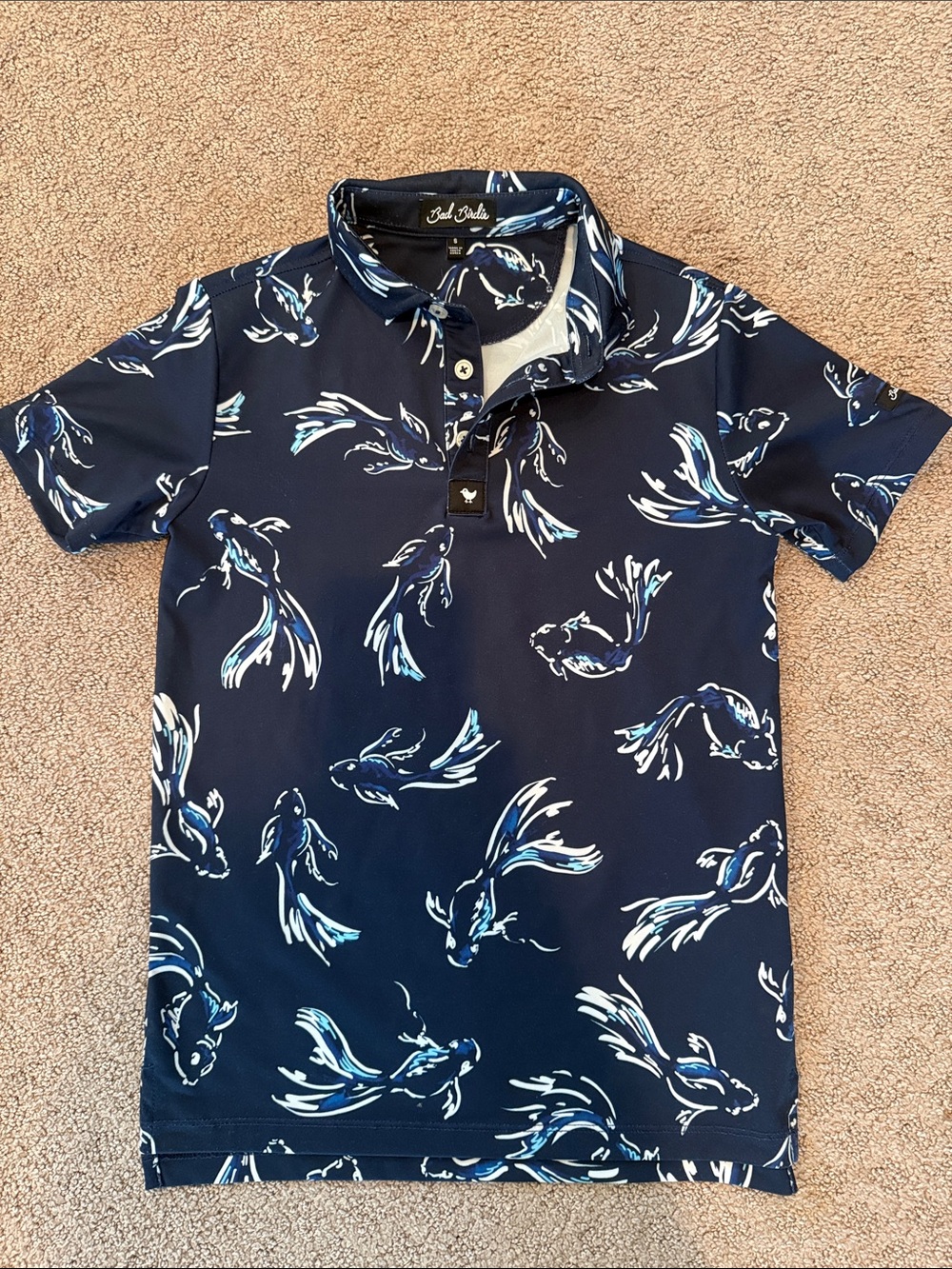Navy blue Bad Birdie golf polo